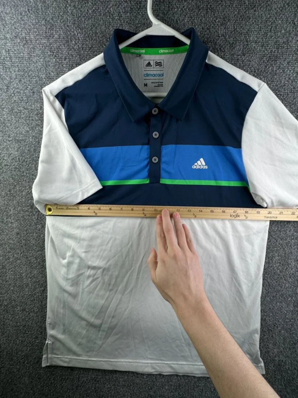 Adidas Climacool Men Polo Shirt Size Medium Casual Short Sleeve Blue White